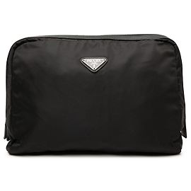 Schwarzes Prada Tessuto Kosmetiktäschchen Schwarz