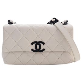 Borsa a tracolla Chanel Small Quilted Caviar My Everything Flap Bianca Bianco