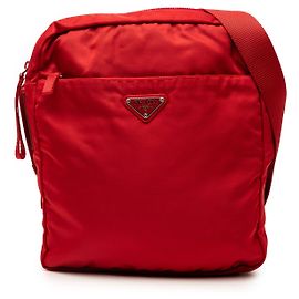 Borsa a tracolla Prada Tessuto con zip rossa Rosso