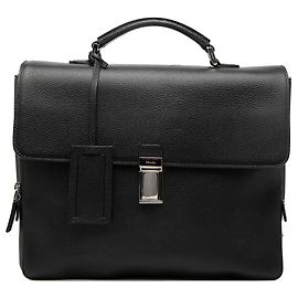 Black Prada Leather Business Bag Black