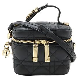Lady Dior Micro Vanity Case aus Cannage Lammleder in Schwarz Schwarz
