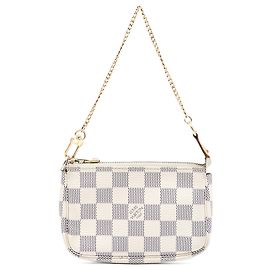 White Louis Vuitton Damier Azur Mini Pochette Accessoires Handbag White