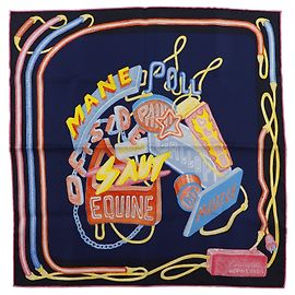 Sciarpa in seta Hermès Gavroche Chevaloscope Neon Pointille Blu 45 Scarves Blu