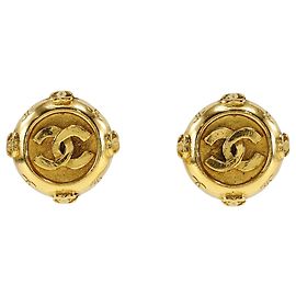 Orecchini a cerchio Chanel CC placcati oro D'oro
