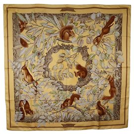 Sciarpa in seta Hermès Casse Noisette 90 Marrone