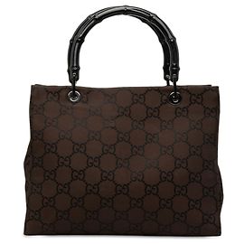 Borsa a tracolla Gucci GG Nylon e Bambù marrone Marrone