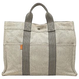 Saco Tote Hermès Canvas Fourre Tout MM Cinza Cinza