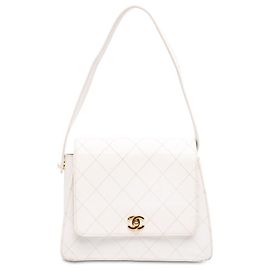 Bolso de hombro Chanel CC Quilted Caviar blanco Blanco