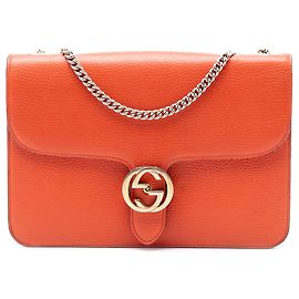 Borsa a tracolla Gucci Medium Dollar Calfskin Interlocking G Arancione Arancione