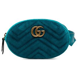 Borsa a tracolla Gucci GG Marmont Matelasse in velluto blu Blu