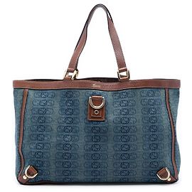 Blue Gucci Denim Interlocking G Abbey D Ring Tote Blue