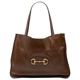 Tote Gucci Medium Leather Horsebit 1955 marrón Castaño