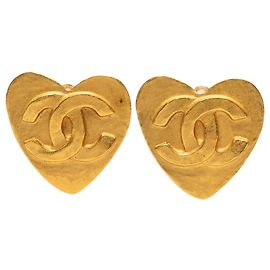 Chanel CC Herz Clip-On Ohrringe vergoldet Golden