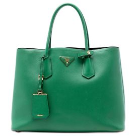 Sac Double Saffiano Cuir Medium Vert Prada Vert