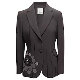 Charcoal & Black Moschino Cheap and Chic Floral Applique Blazer Size IT 42 Black