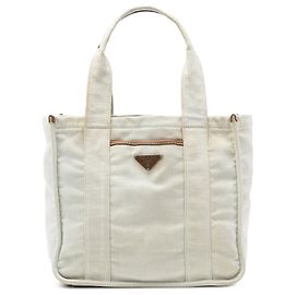 Weißer Prada Canapa Canvas Tote Weiß