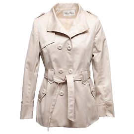 Cream Max Mara Wool-Blend Double-Breasted Coat Size US M Beige