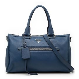 Bolsa azul Prada Vitello Phenix Zip Top Satchel Azul