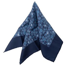 Lenço de seda 90 Hermès azul com flores e borboletas Azul
