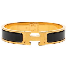 Hermès Clic H Armband schmal Email Schwarz PM Schwarz