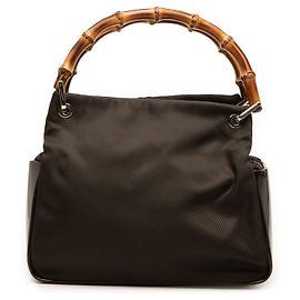 Bolsa de mão Gucci em nylon e bambu marrom Marrom