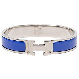 Pulseira Hermès Narrow Enamel Clic H Azul GM Azul