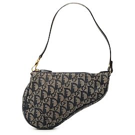 Blue Dior Mini Diorissimo Canvas Saddle Pochette Schultertasche Dior Blau