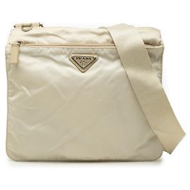 Borsa a tracolla Tessuto Prada con zip beige Beige