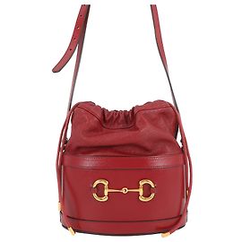 Borsa a secchiello Gucci Horsebit 1955 in pelle di vitello rossa Rosso