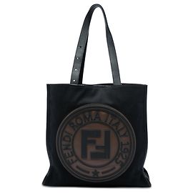 Schwarzer Fendi Canvas Logo Patch Tote Schwarz