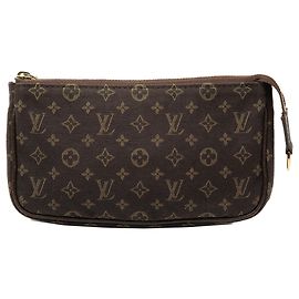 Brown Louis Vuitton Monogram Mini Lin Bucket PM Pouch Brown