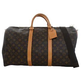 Brauner Louis Vuitton Monogram Keepall Bandouliere 50 Reisetasche Braun