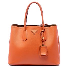 Sac à main Prada Medium Saffiano Cuir Double Handle Orange Orange
