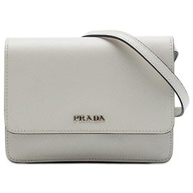 Carteira transversal com alça em Saffiano branco Prada Branco