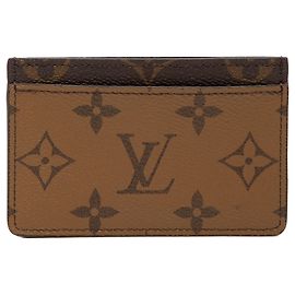 Brown Louis Vuitton Monogram Reverse Card Holder Brown