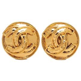 Boucles d'oreilles clips Chanel CC plaquées or Doré