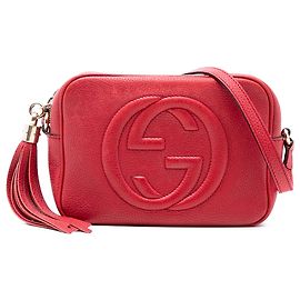 Bolsa transversal Gucci Soho Disco de couro vermelha Vermelho