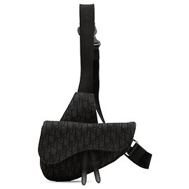 Bolsa transversal Saddle em canvas Dior Oblique preto Preto
