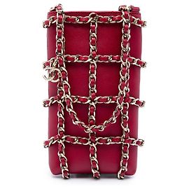 Clutch Chanel Lambskin Tech Me Out Vermelha com Bolsa Transversal de Corrente Vermelho