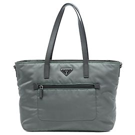 Sac cabas convertible à fermeture éclair Tessuto Prada en gris Gris