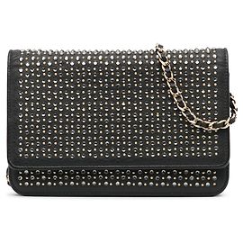 Bolsa Crossbody Chanel Wallet on Chain em couro com tachas preta Preto