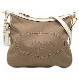 Prada Canvas Canapa Logo Crossbody Tasche Farbe Tan Kamel