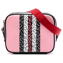 Borsa a tracolla per bambini Burberry TB Monogram Nylon Stripe rosa Rosa