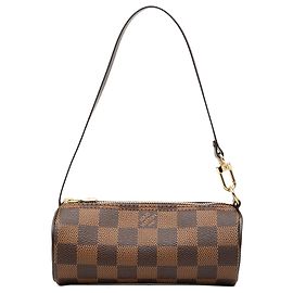 Sac à main pochette Papillon Louis Vuitton Damier Ebene marron Marron
