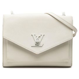 Borsa a tracolla MyLockMe Chain BB in pelle di vitello morbida bianca Louis Vuitton Bianco