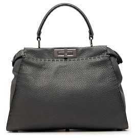 Sac Peekaboo Iconic en cuir de veau taille Medium gris de Fendi Gris