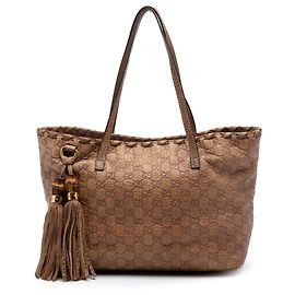 Tote Medium Guccissima em bambu com borla marrom Gucci Marrom
