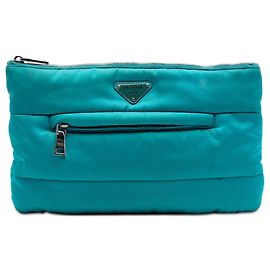 Blauer Prada Tessuto Bomber Clutch Blau