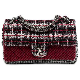 Borsa a Spalla Chanel Medium CC Tweed Multi Print Double Flap Rossa Rosso