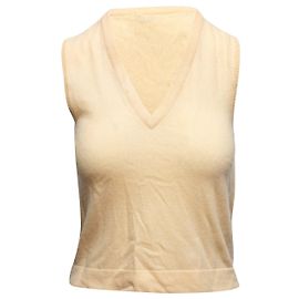 Hermès Vintage Cashmere-Weste mit V-Ausschnitt in Creme Hermes Größe US M Weiß